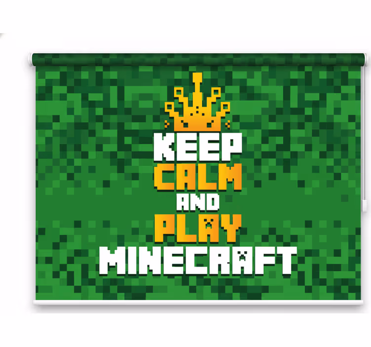Gamer roller blind keep calm and play minecraft - TenStickers