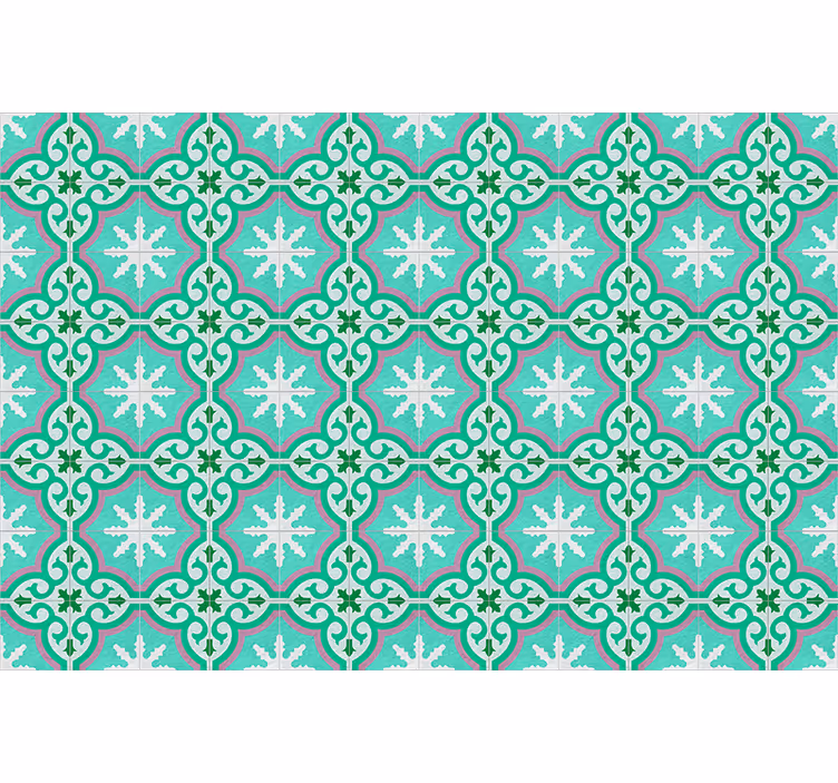 Retro roller blind in green hydraulic tile - TenStickers
