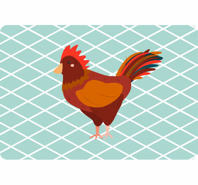 Animals blind red rooster cock side view - TenStickers