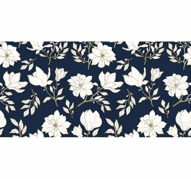 Black roller blind with white floral pattern - TenStickers