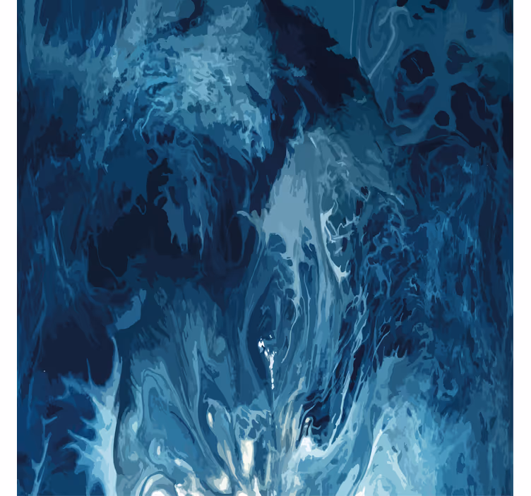 Bathroom blind in blue watercolor wave tones - TenStickers