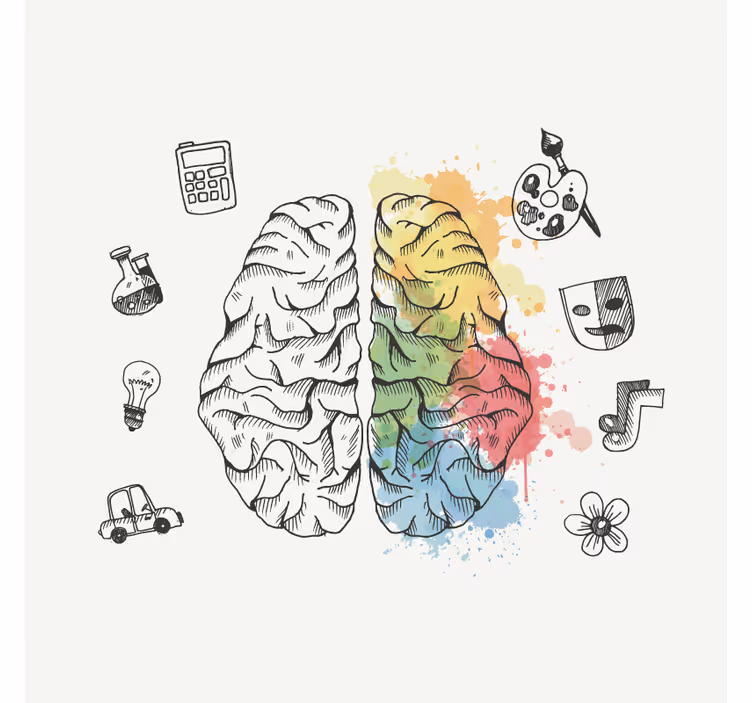 Roller blind office left and right brain - TenStickers