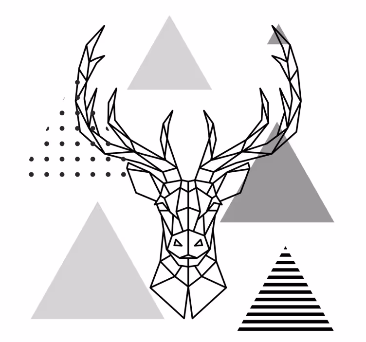Roller blind office black and white reindeer design - TenStickers