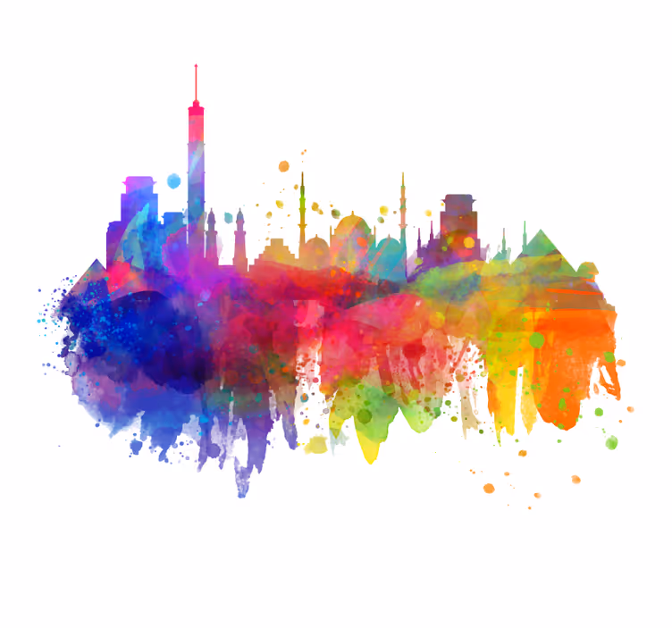 Roller blind office artistic skyscrapers - TenStickers
