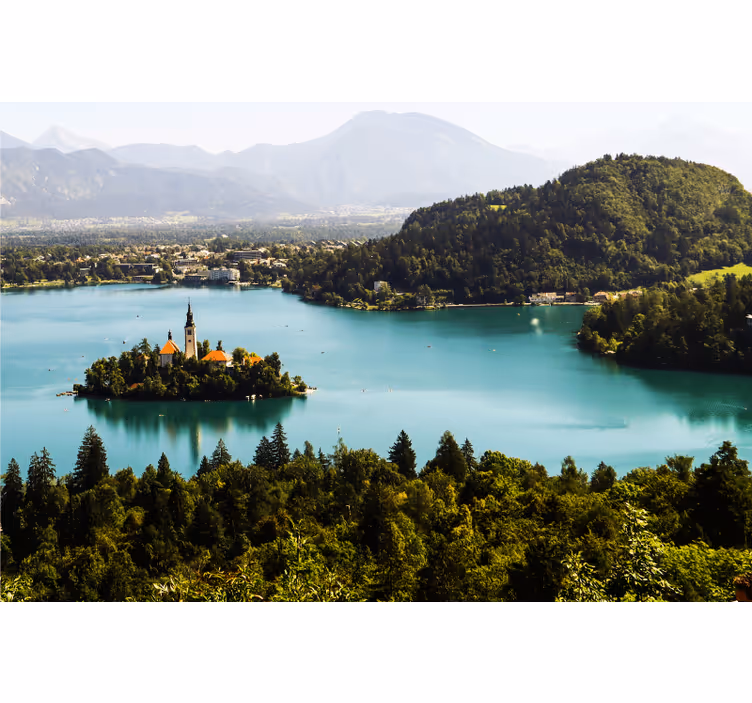 Roller blind office slovenian lake aesthetic print - TenStickers