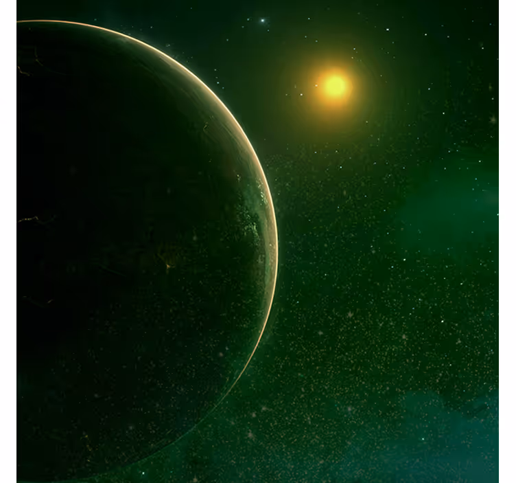 Roller blind office green planet satellite design - TenStickers