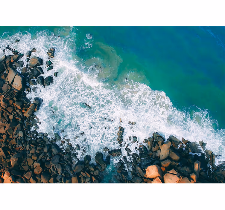 Roller blind office rocky seashore view - TenStickers
