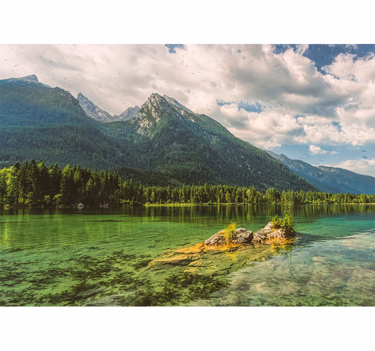 Roller blind office lake mountains and clouds - TenStickers