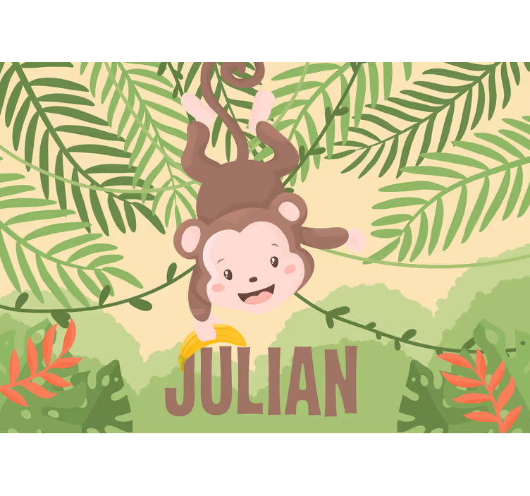 Fun blind cute baby monkey on branch - TenStickers
