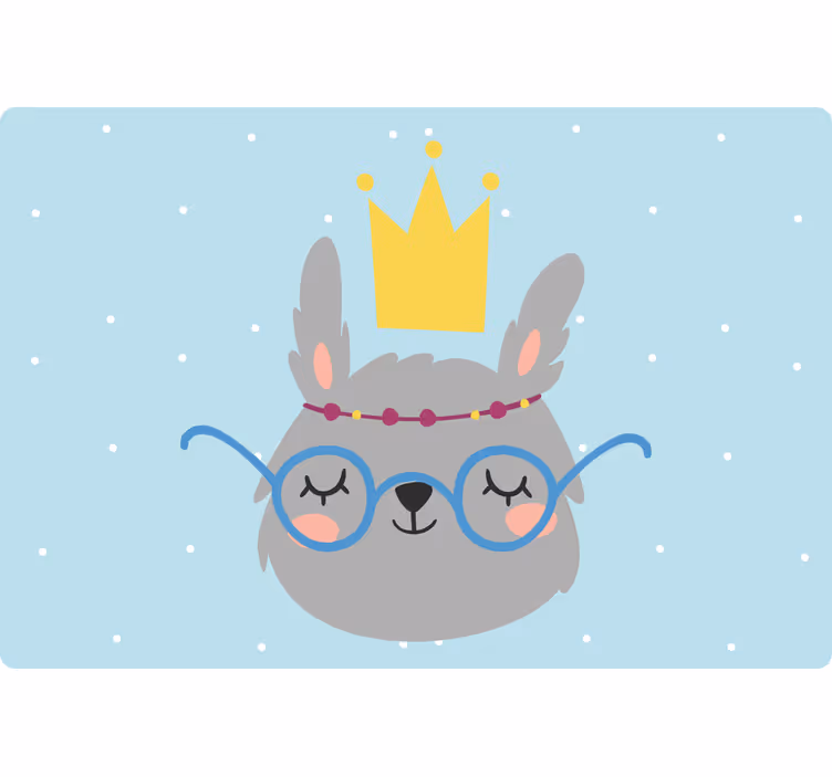 Fun blind rabbit with a crown - TenStickers