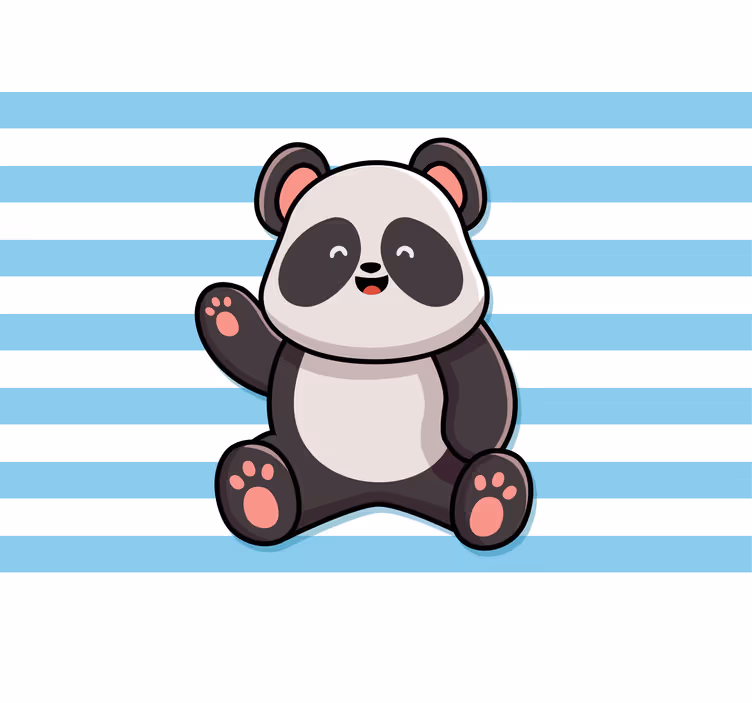 Fun blind happy panda on striped background - TenStickers