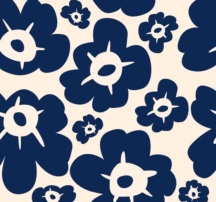 Floral roller blind in dark blue poppy - TenStickers