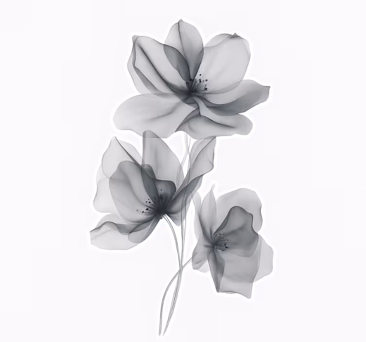 Floral roller blind gray translucent flowers - TenStickers