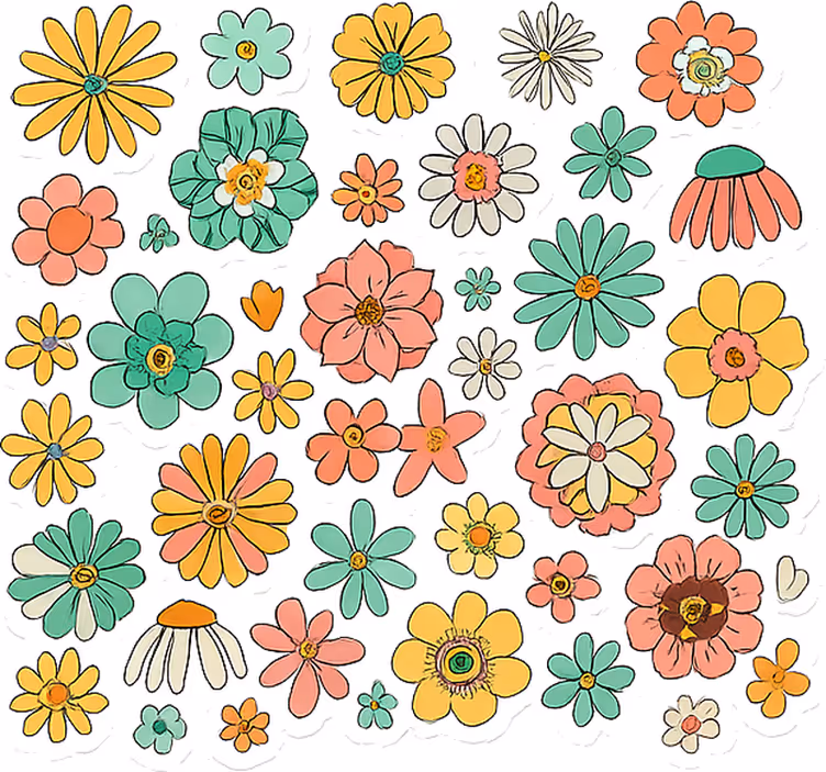 Master bedroom shades colorful retro 70s floral - TenStickers