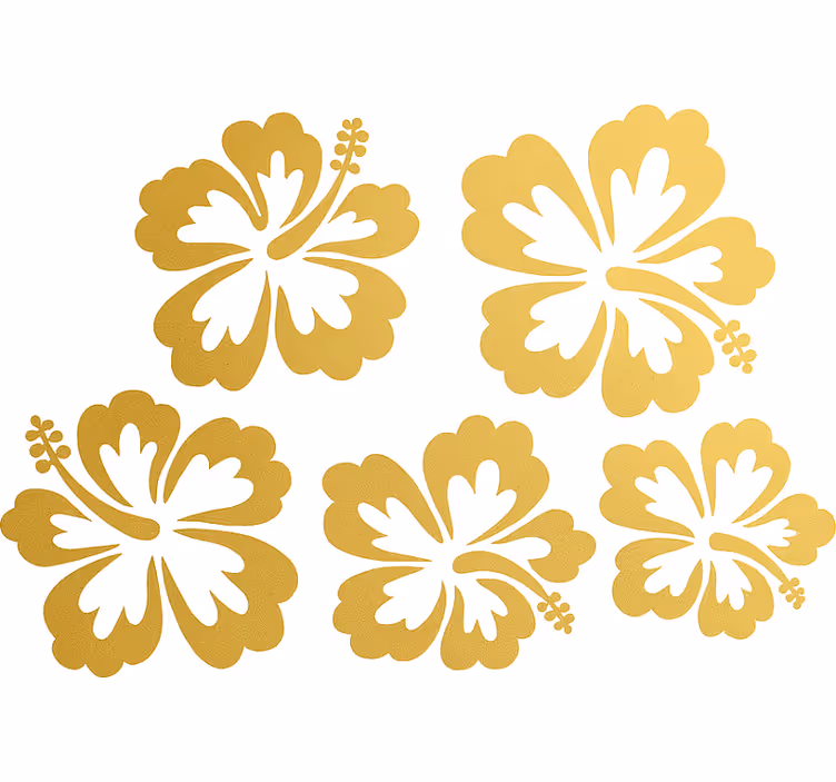 Floral roller blind gold hibiscus flower silhouette - TenStickers