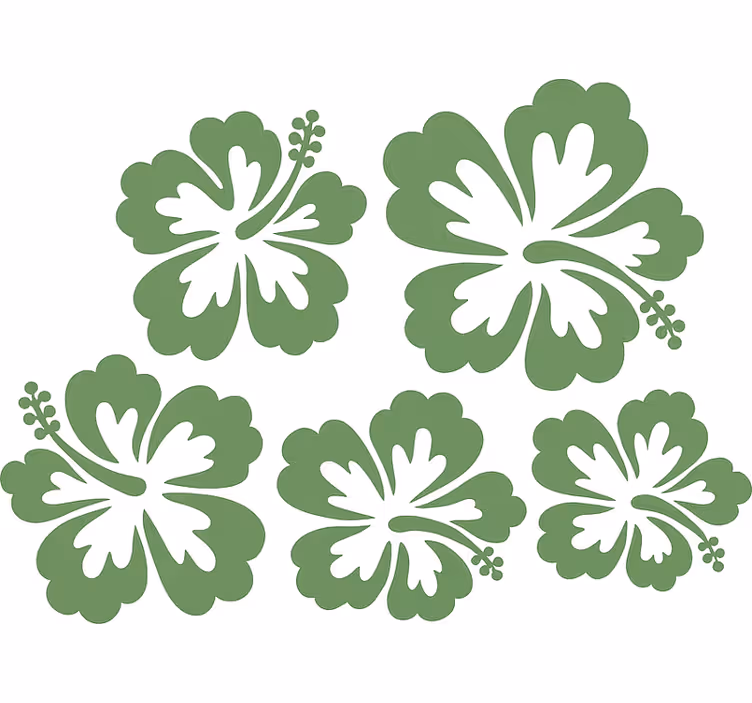 Floral roller blind in sage green hibiscus silhouette - TenStickers