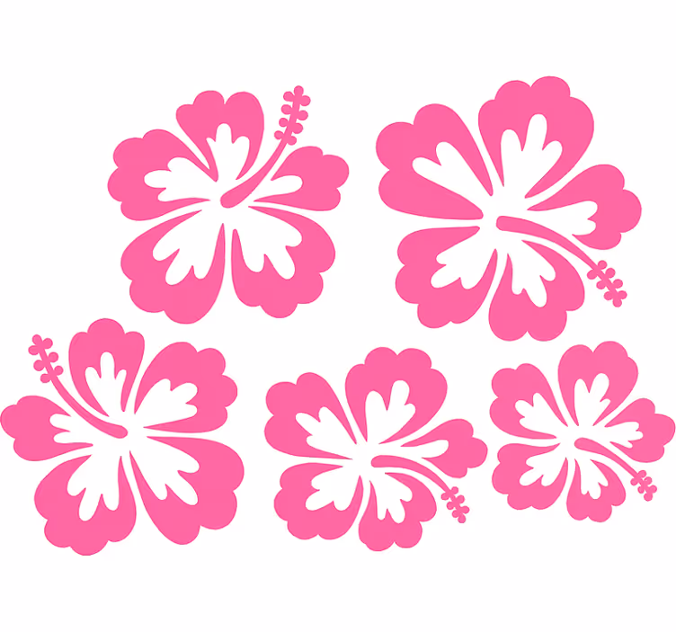 Floral roller blind pink hibiscus flowers silhouette - TenStickers
