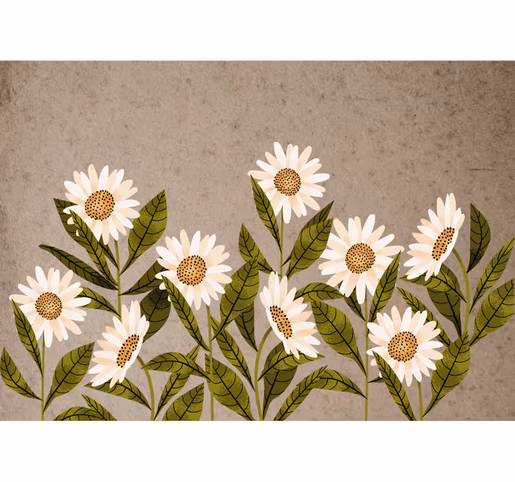 Rustic blind with vintage daisies design - TenStickers