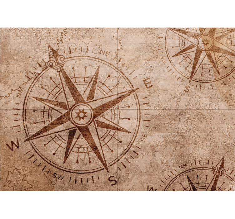 Rustic blind warm-toned vintage paper compass - TenStickers