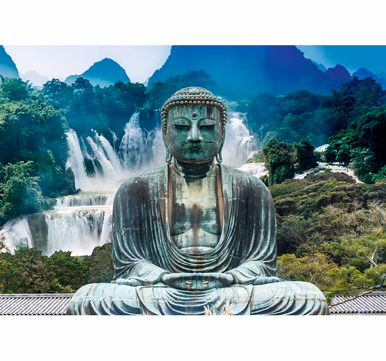 Zen blind serene buddha waterfall - TenStickers