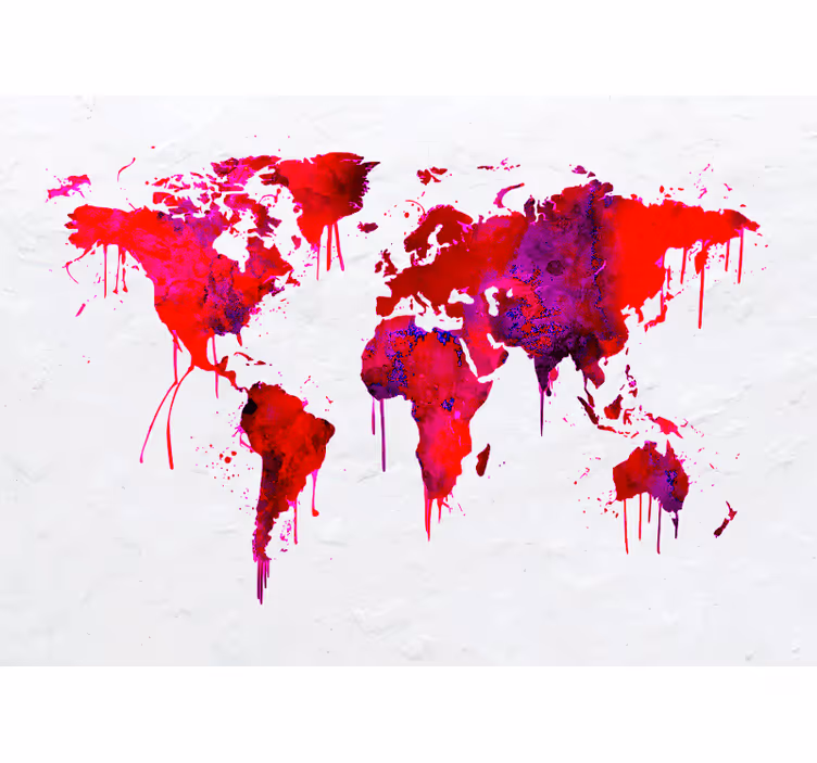 Red blind red watercolor world map - TenStickers