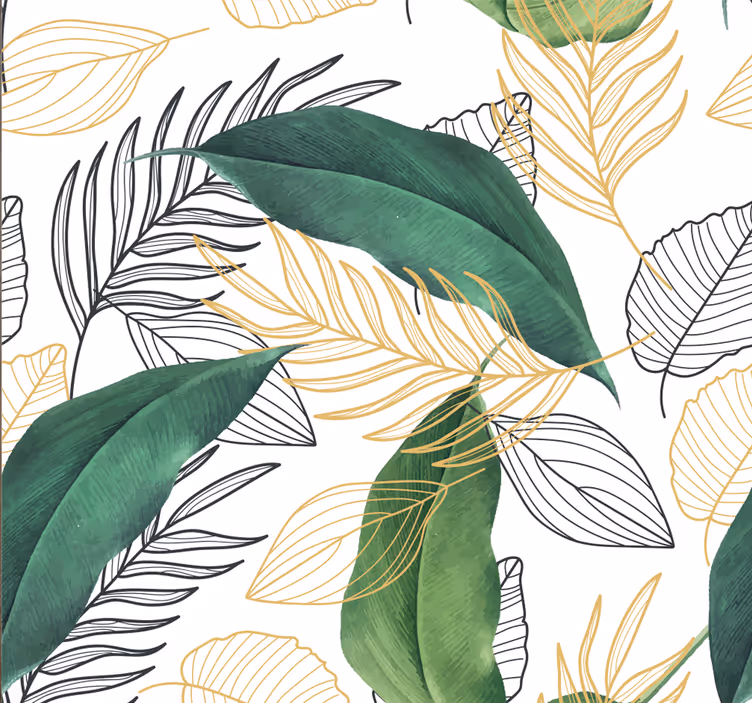 Outdoor blind with green and gold leaf art - TenStickers