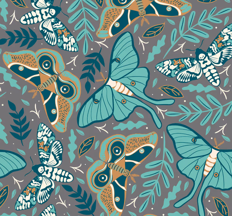 Blind teens wallpaper in green and blue butterfly tones - TenStickers
