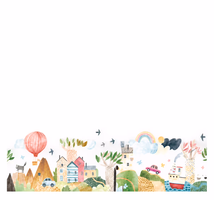 Kitchen roller blind playful city design 190 cm - TenStickers