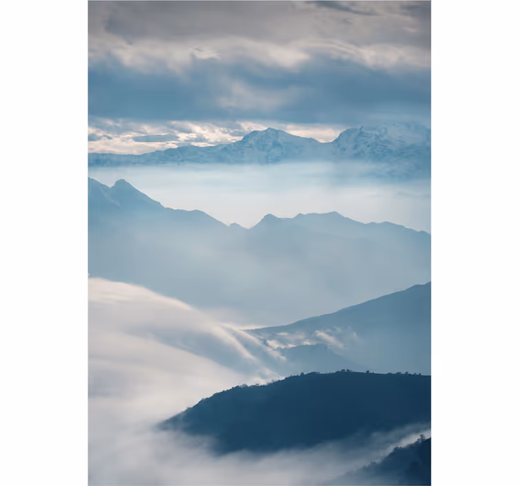 Living room blind cloudy mountains design - TenStickers