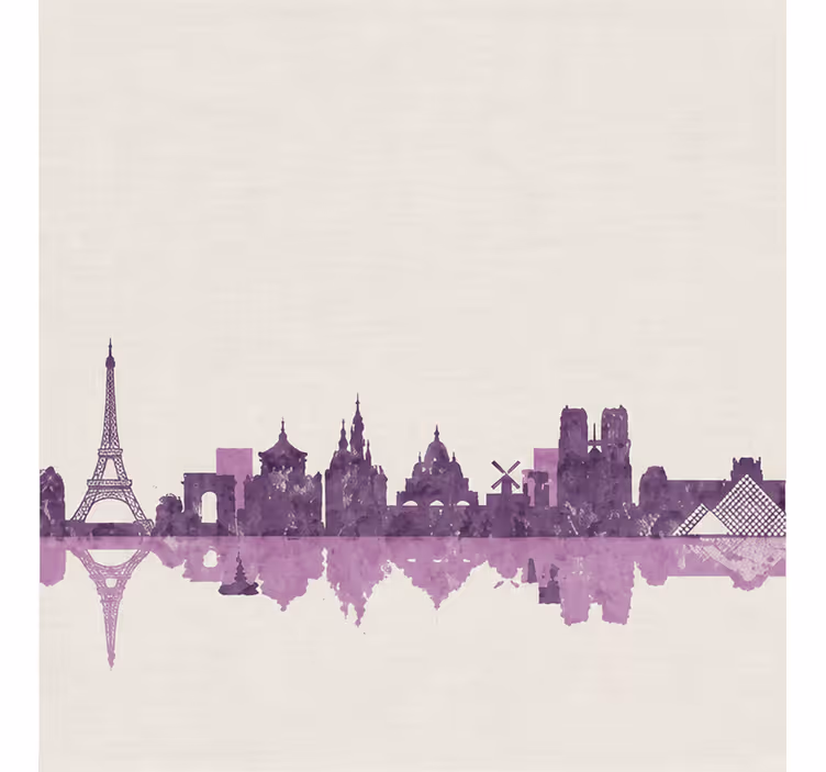 Blind purple paris city skyline curtain - TenStickers