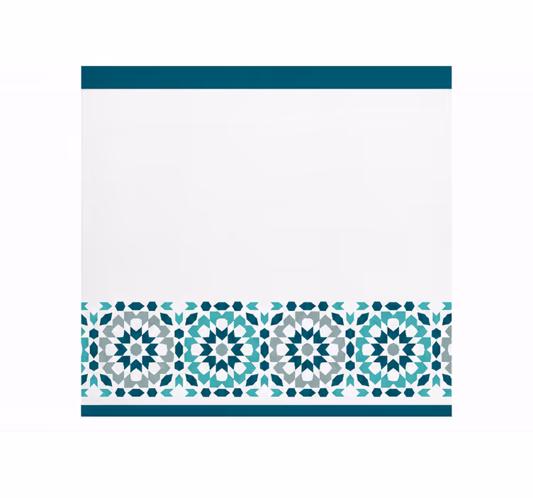 Kitchen roller blind in teal squared border pattern - TenStickers