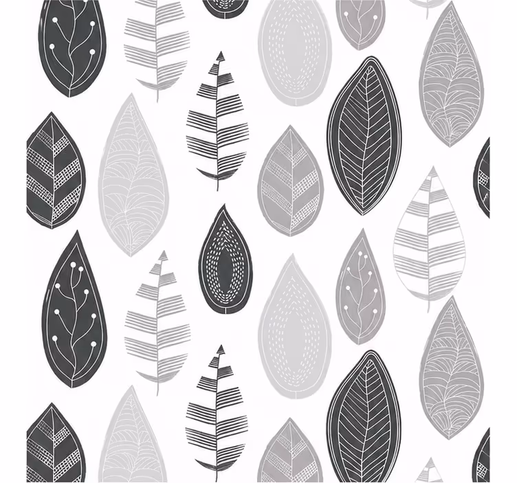 Blind grey leaf pattern blackout curtain - TenStickers