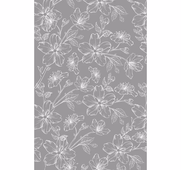 Botanical Line Art floral grey kitchen blind - TenStickers