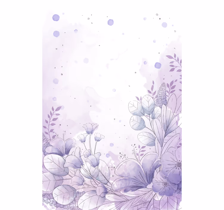 Purple and blue flowers Original dining room roller blind - TenStickers