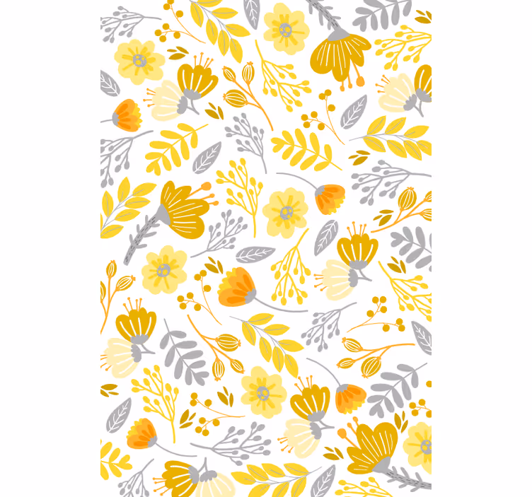 Yellow flowers living room roller blind - TenStickers