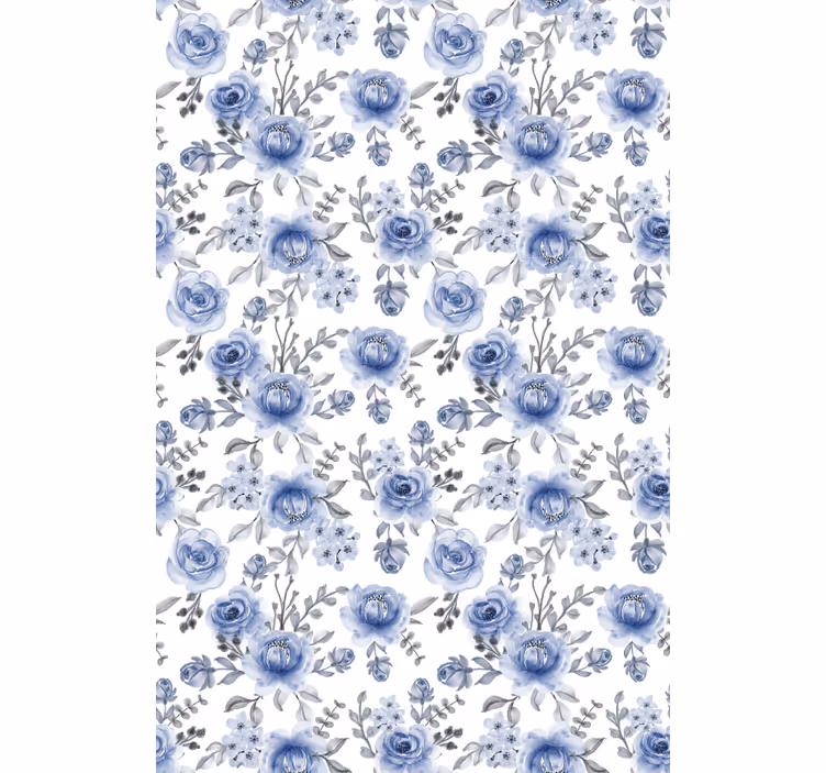 Floral roller blind in blue floral design - TenStickers