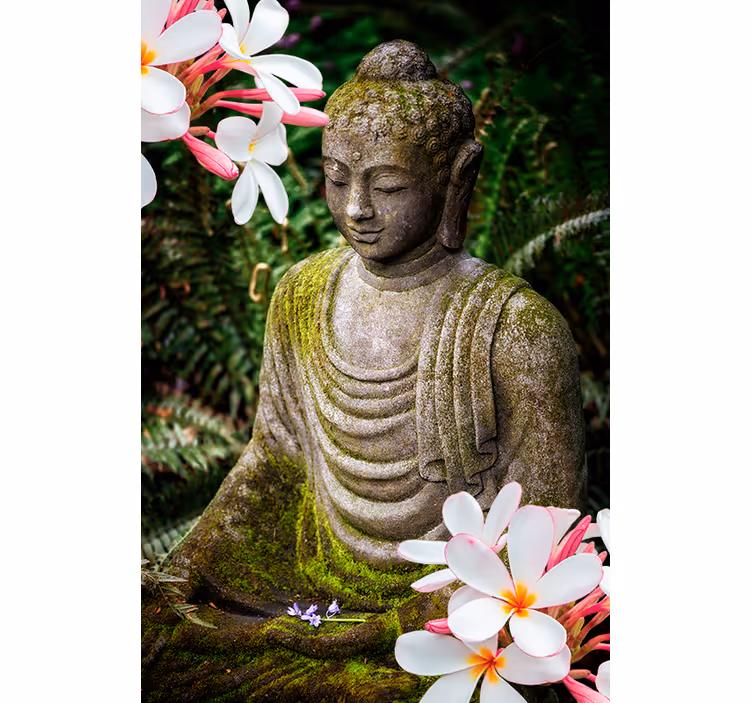 Floral green buddha living room roller blind - TenStickers