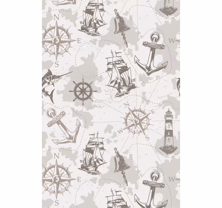 Nautical Exploration Motifs vintage grey kitchen blind - TenStickers