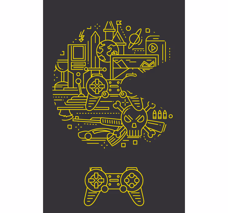 yellow pac game gamer roller blind - TenStickers
