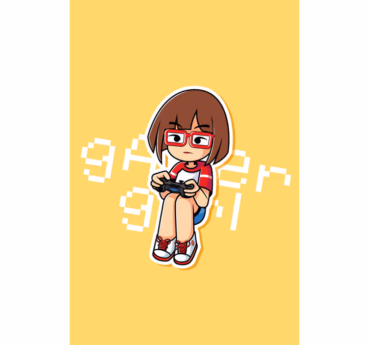 Gamer Girl Illustration gamer roller blind - TenStickers