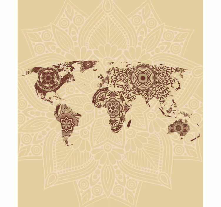 Mandala world tapestry world map roller blind - TenStickers
