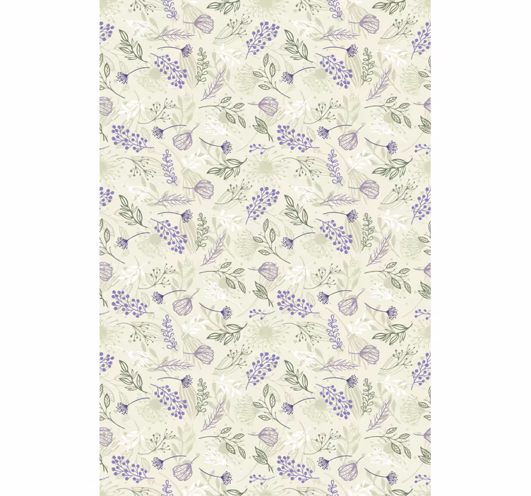 Floral roller blind Purple flowers on green background - TenStickers