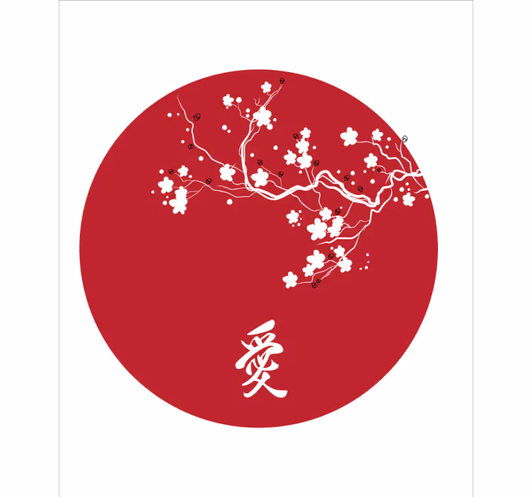 Japanese cherry circle floral roller blind - TenStickers