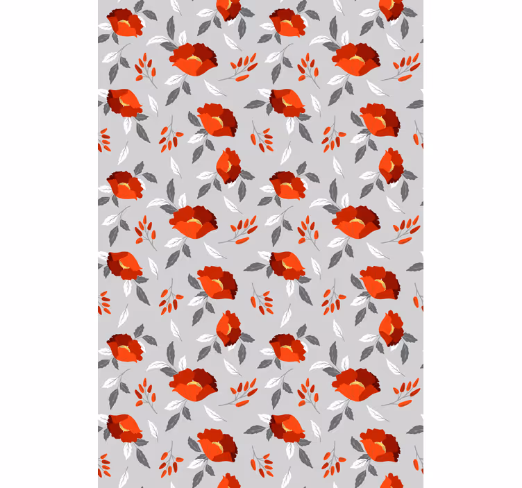Red grey pattern floral roller blind - TenStickers