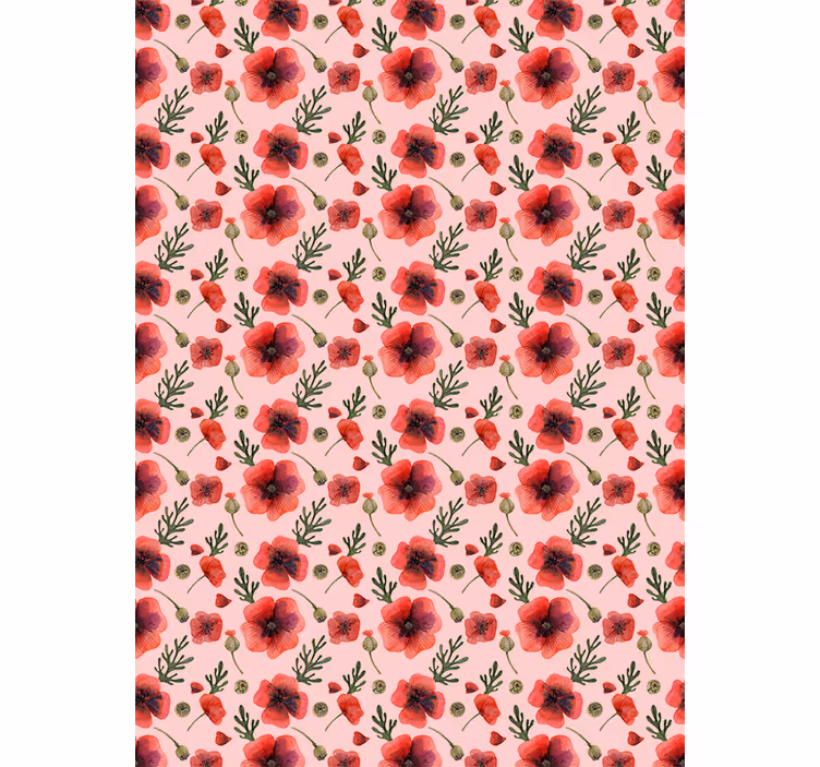 Poppy Floral Pattern blind flowers and plants - TenStickers