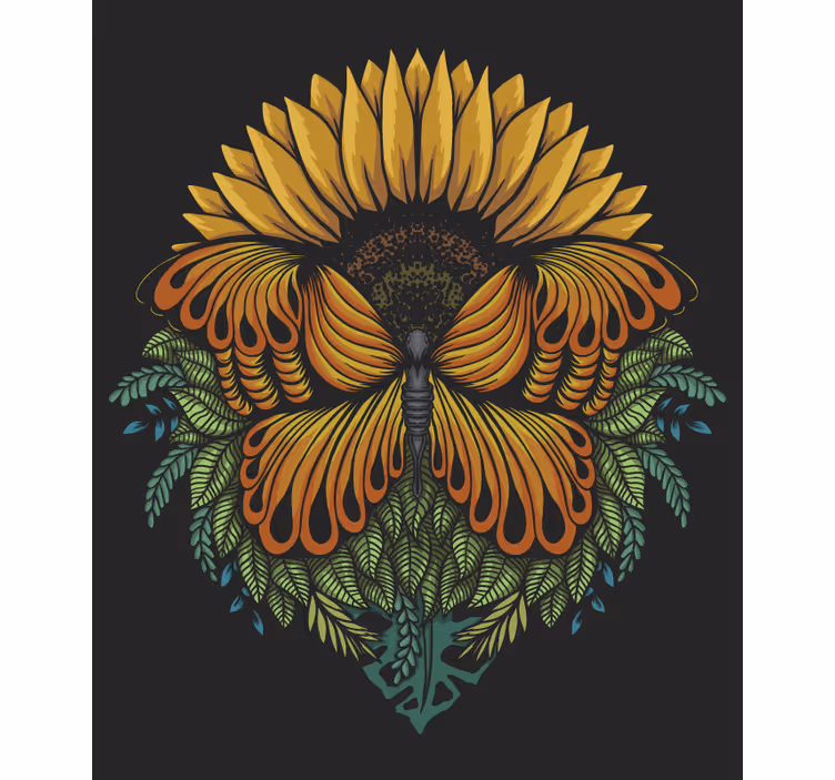 Sunflower motif butterflies blind - TenStickers