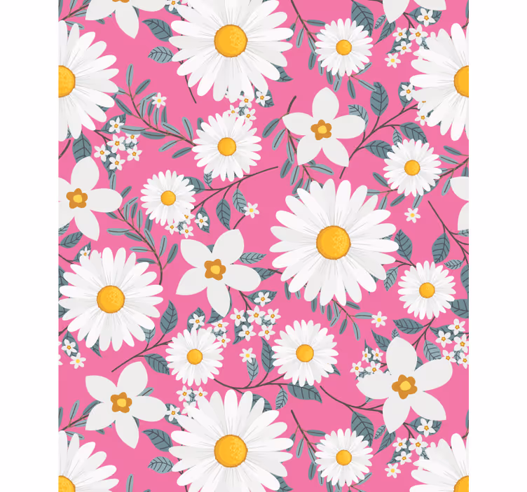 Pink daisies pattern blind flowers and plants - TenStickers