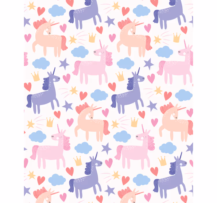 Unicorn with hearts and stars kids roller blind - TenStickers