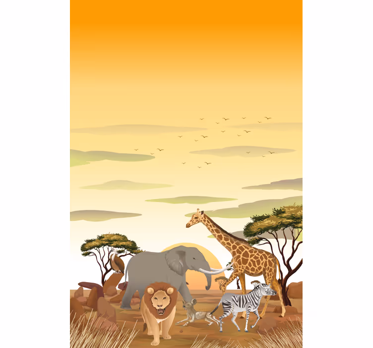 African cartoon landscape kids roller blind - TenStickers