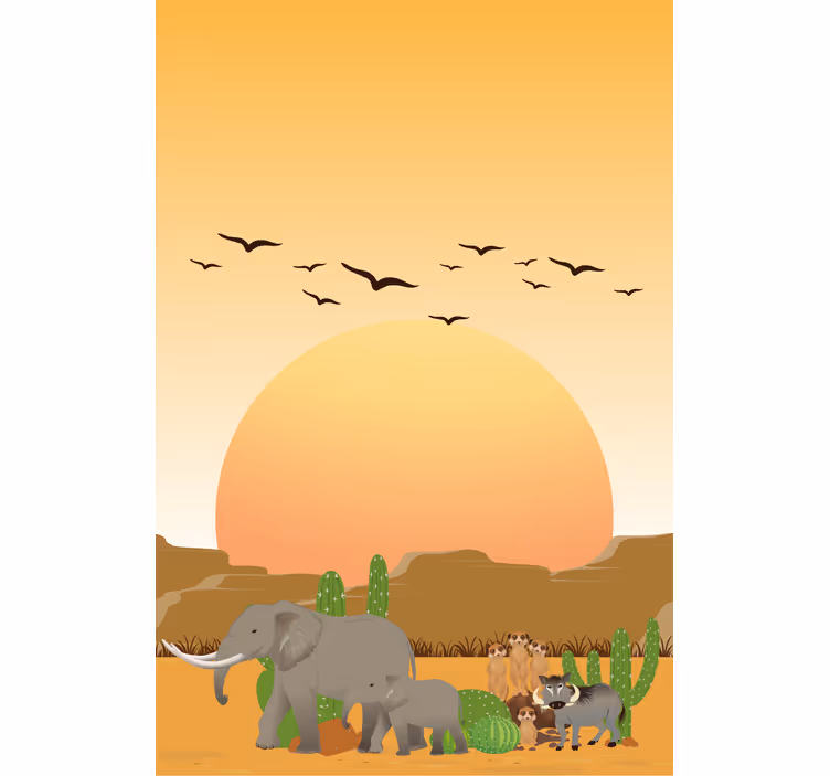 Savannah Sunset Scene animals blind - TenStickers